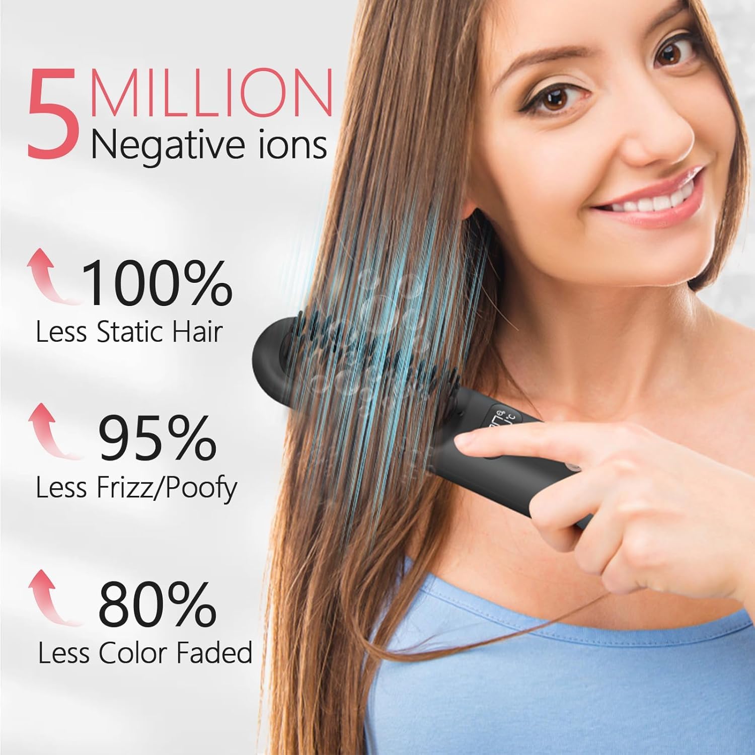 Amazon.com : Cordless Hair Straightener Brush - Negative Ion Mini